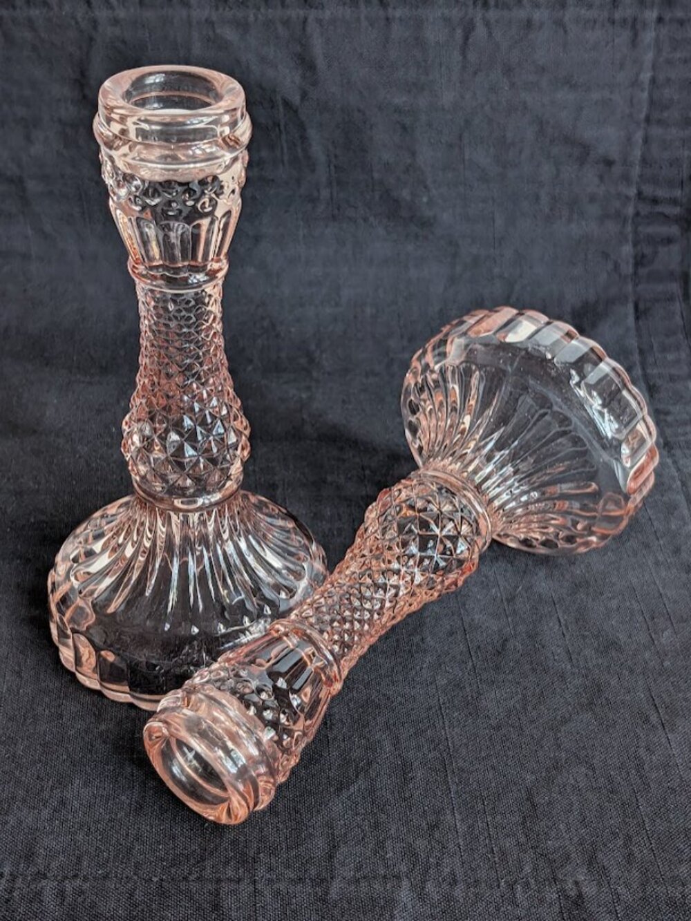Set of 2 Cupcakes & Cashmere Glass 6.8" Candlesticks Taper Holder Candle Holder